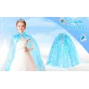 Karlar Ülkesi Elsa Frozen Mavi Pelerin – 80 Cm Kar Desenli Çocuk Pelerini ( Taç Hariç )