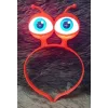 Led Işıklı  Pilli 3 Farklı Modda Yanan Uzaylı Göz Parti Tacı Kırmızı Renk 18x12 Cm