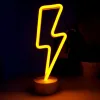 Neon Işıklı Şimşek Lamba Usb+pil