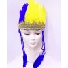 Sarı Lacivert Renk Tüylü Kızılderili Başlığı | Taraftar Başlığı