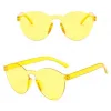 Sert Mika Oval Şekilli Çerçevesiz Sarı Gözlük Retro Parti 5x14 Cm