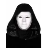 Siyah Kapüşonlu 120 Cm Pelerin Ve Beyaz Boyanabilir Tam Yüz Maske