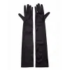Siyah Renk Likralı Dirseğe Kadar Uzun Kumaş Eldiven 40 Cm