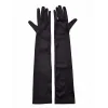 Siyah Renk Likralı Dirseğe Kadar Uzun Kumaş Eldiven 40 Cm
