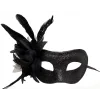 Siyah Renk Metalize Sim Görünümlü Parlak Tüylü Parti Maskesi 22x19 Cm