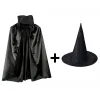 Siyah Yakalı Pelerin Ve Siyah Cadı Şapkası Seti Çocuk Boy