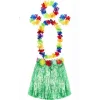 Yetişkin Ve Çocuk Uyumlu Luau Aloha Hawaii Yeşil Etek Ve Renkli Kolye Taç 2 Adet Bileklik Seti