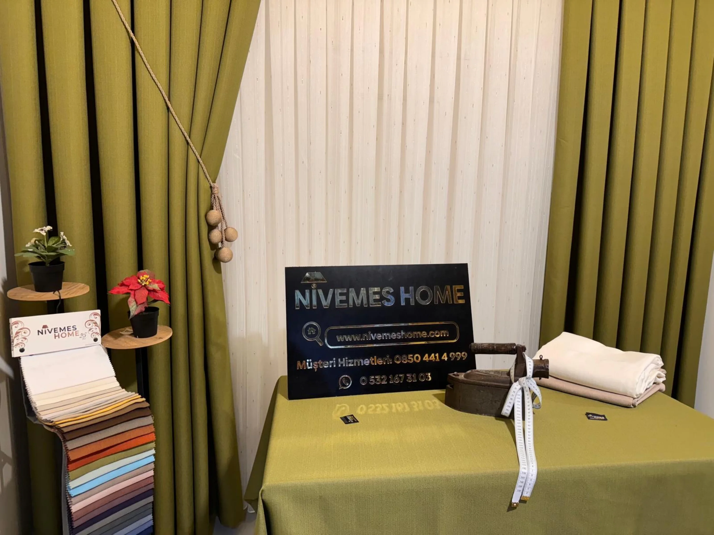 NİVEMESHOME الأخضر 140x220 غطاء مائدة كتان