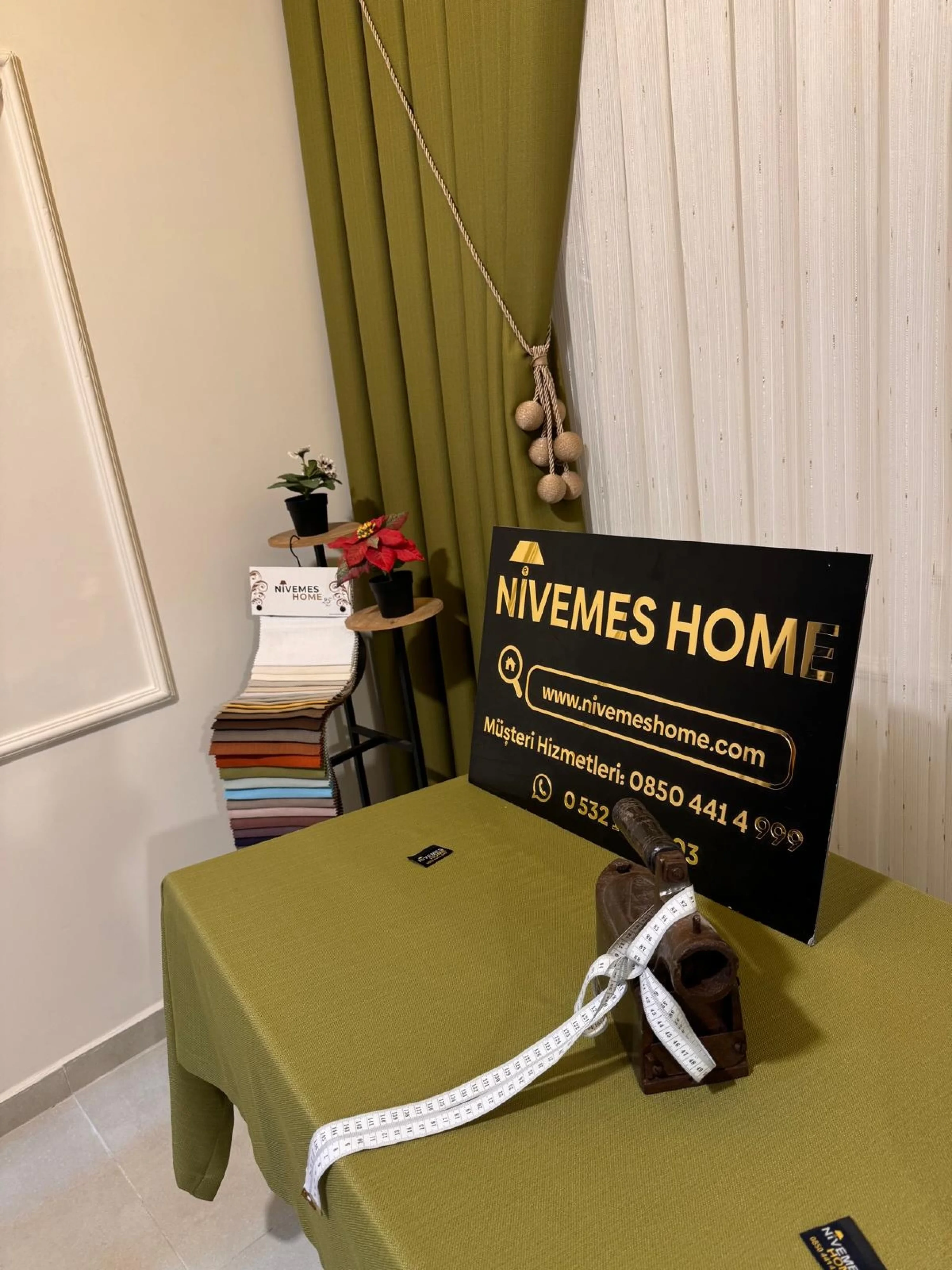 NİVEMESHOME الأخضر 140x220 غطاء مائدة كتان