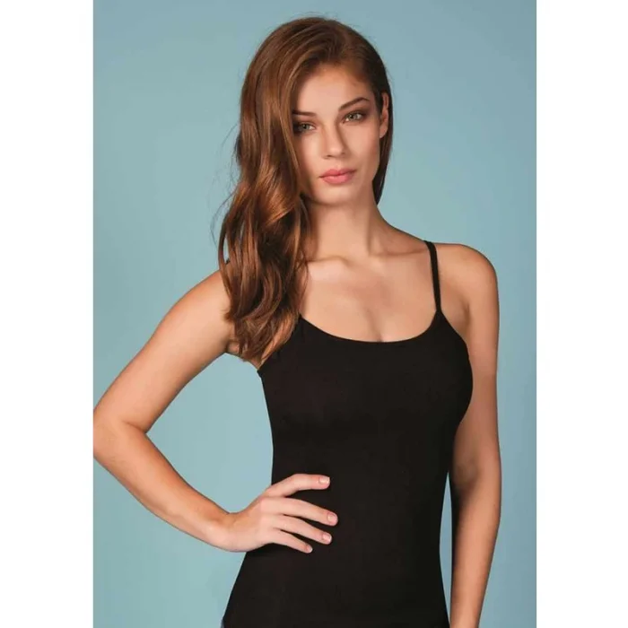 BERRAK 2128 CAMISETA CON TIRANTES DE CORDÓN BIESEL ELASTANO NEGRA