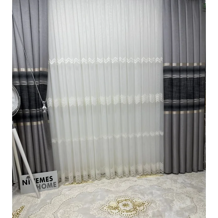 NİVEMESHOME 1/3 SIK PİLE LOUVRE FON PERDE APM