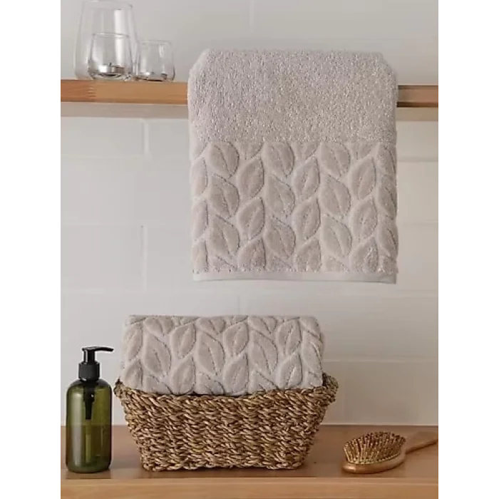 NİVEMESHOME 249 HAZAL BEJ JAKARLI HAVLU NURPAK