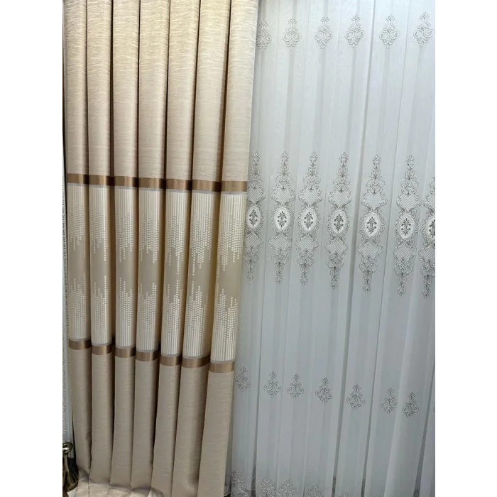 NİVEMESHOME AMASRA FT614164 V-101 KREM 1/3 SIK PİLELİ FON PERDE APM