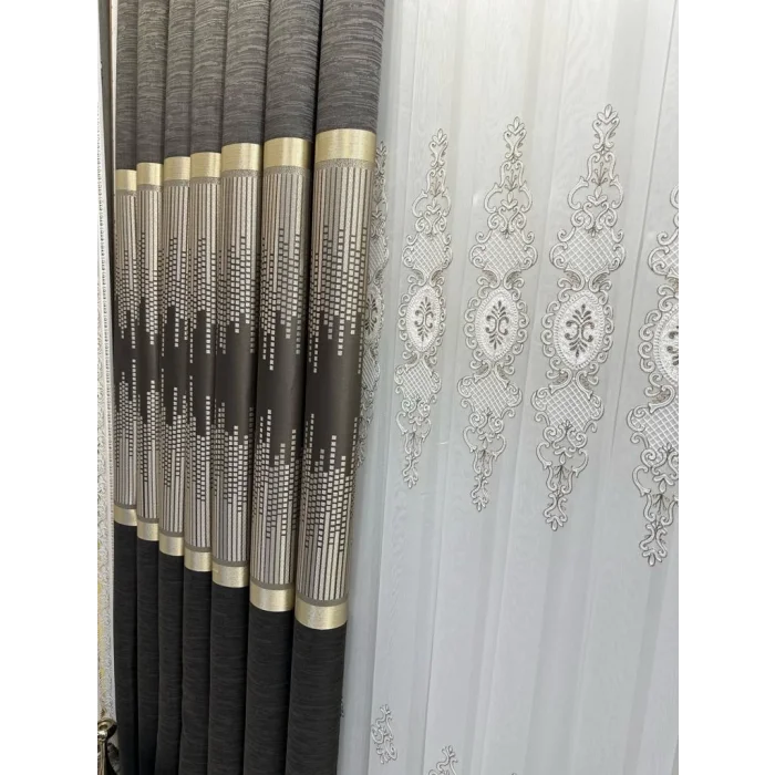 NİVEMESHOME AMASRA FT614164 V-5302 TOPRAK 1/3 SIK PİLELİ FON PERDE APM