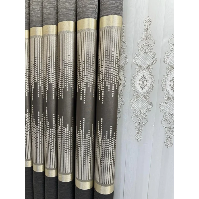 NİVEMESHOME AMASRA FT614164 V-5302 TOPRAK 1/3 SIK PİLELİ FON PERDE APM