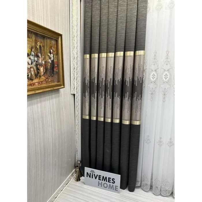 NİVEMESHOME AMASRA FT614164 V-5302 TOPRAK 1/3 SIK PİLELİ FON PERDE APM