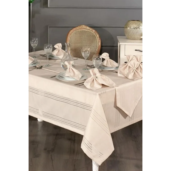 NİVEMESHOME BEIGE 160*220 COLBER TABLECLOTH