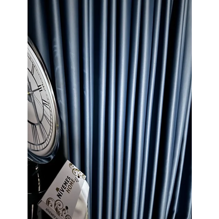 NİVEMESHOME BLACKOUT 12441 V-33 الستارة الزرقاء APM