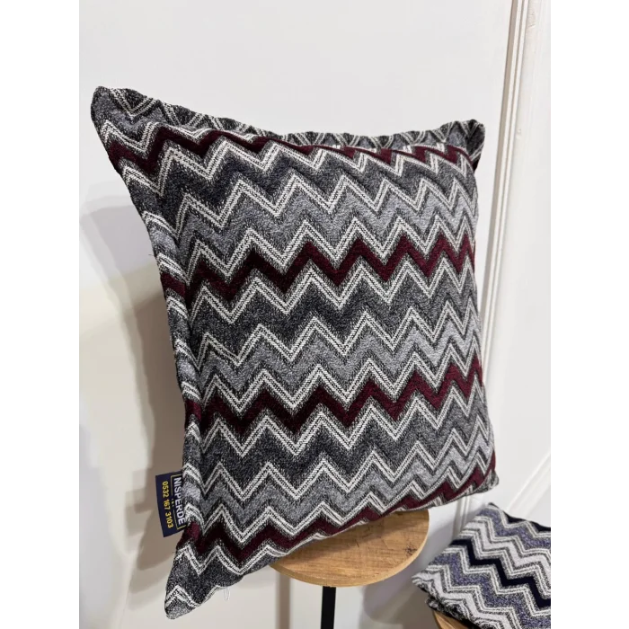 NİVEMESHOME BORDO GRİ ELYAF DOLGULU KIRLENT KILIFI 45X45