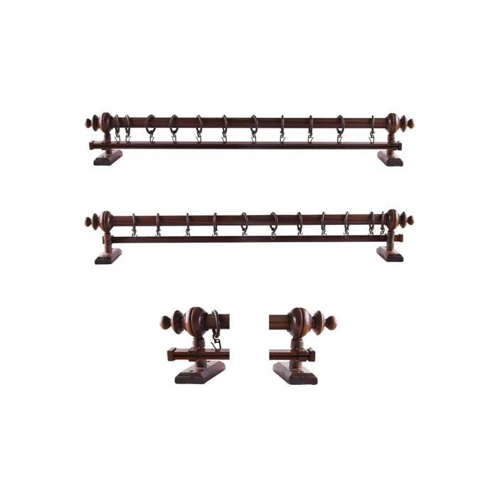 NİVEMESHOME CEVİZ AHŞAP RUSTİK PERDE ASKISI/RAYLI RUSTİK BORUSU 200 CM