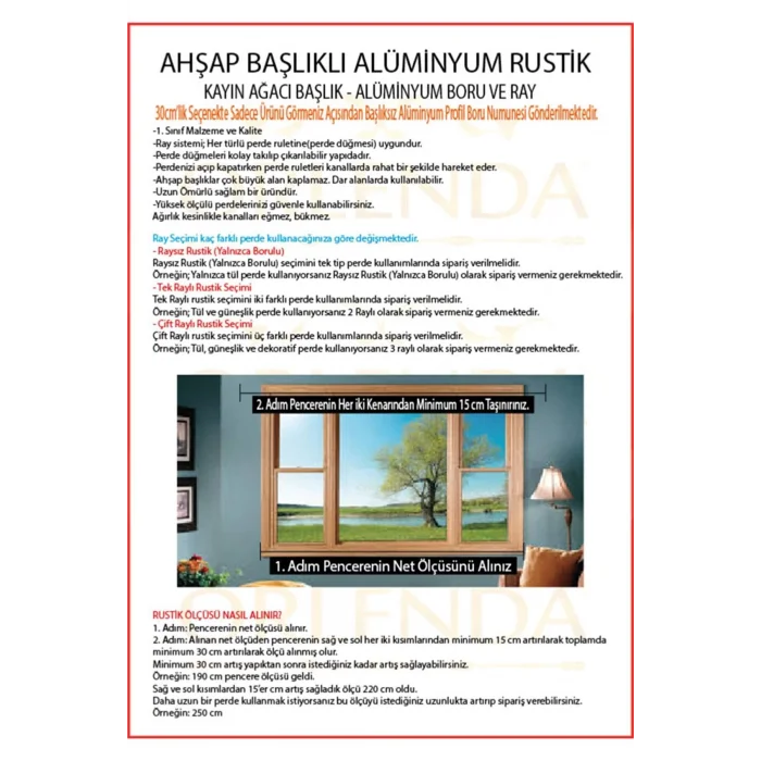 NİVEMESHOME CEVİZ AHŞAP RUSTİK PERDE ASKISI/RAYLI RUSTİK BORUSU 200 CM