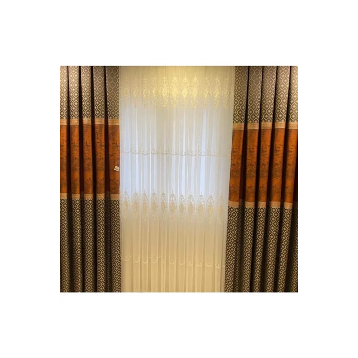 NİVEMESHOME CORTINA DE TUL DE BORDADO DOBLE CON 1/3 DE PLIEGUES APRETADOS