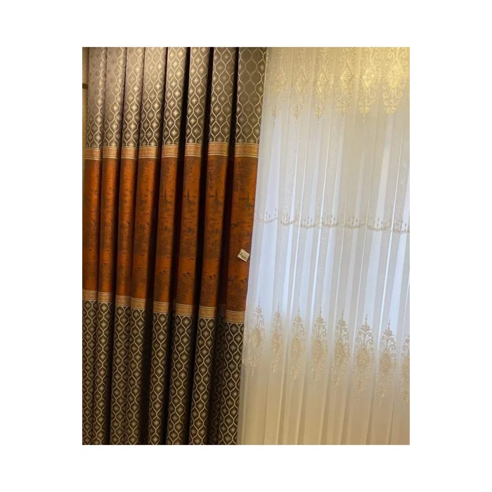 NİVEMESHOME CORTINA DE TUL DE BORDADO DOBLE CON 1/3 DE PLIEGUES APRETADOS