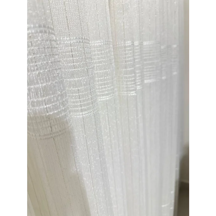 NİVEMESHOME ÇİZGİLİ KURŞUNLU ŞANTUK 1/3 SIK PİLELİ TÜL PERDE APM