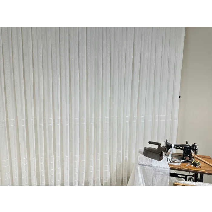 NİVEMESHOME ÇİZGİLİ KURŞUNLU ŞANTUK 1/3 SIK PİLELİ TÜL PERDE APM