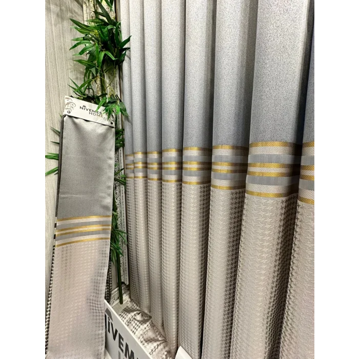 NİVEMESHOME DİDİM FT671537 V-2001 GRİ 1/3 SIK PİLELİ FON PERDE APM