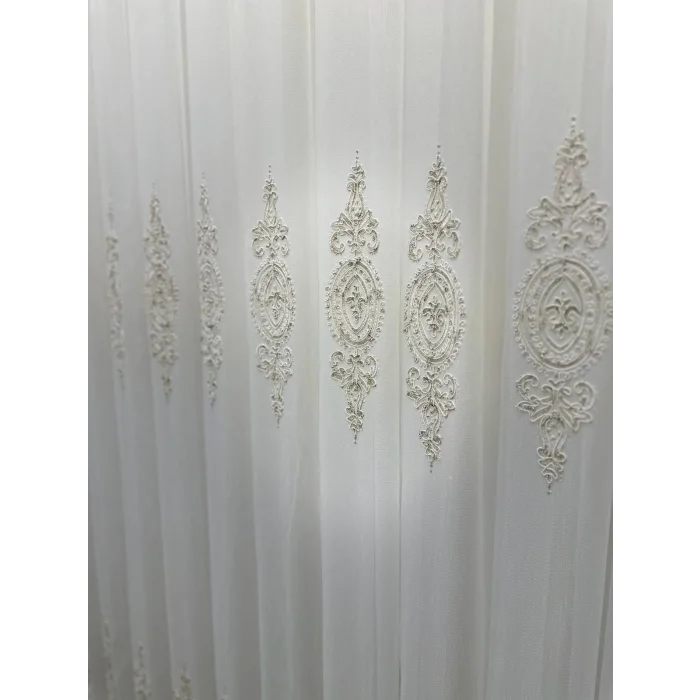 NİVEMESHOME DİLA 2032 GOLD DETAYLI 1/3 SIK PİLELİ TÜL PERDE APM