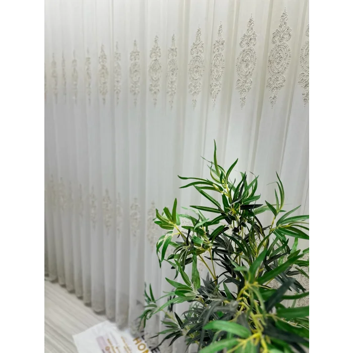 NİVEMESHOME DİLA 2032 GOLD DETAYLI 1/3 SIK PİLELİ TÜL PERDE APM