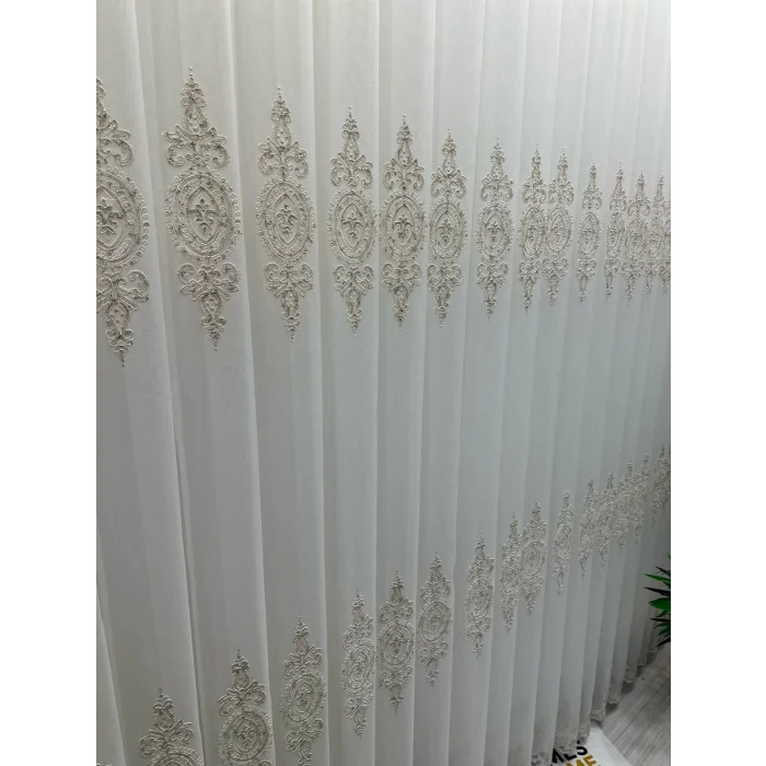 NİVEMESHOME DİLA 2032 GOLD DETAYLI 1/3 SIK PİLELİ TÜL PERDE APM