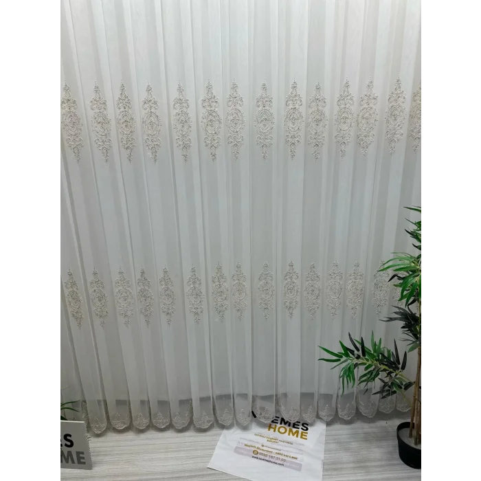 NİVEMESHOME DİLA 2032 GOLD DETAYLI 1/3 SIK PİLELİ TÜL PERDE APM