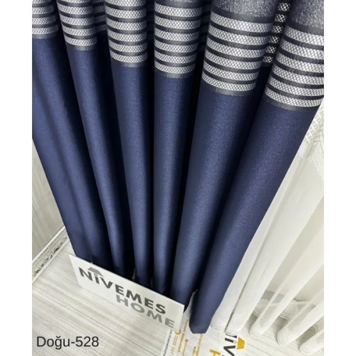 NİVEMESHOME EAST NAVY- GOLD FT671536 V-528 1/3 TIGHT PLEATED BACKGROUND CURTAIN APM