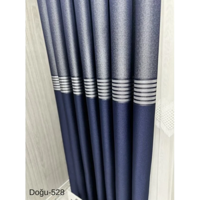 NİVEMESHOME EAST NAVY- GOLD FT671536 V-528 1/3 TIGHT PLEATED BACKGROUND CURTAIN APM