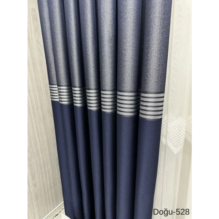 NİVEMESHOME EAST NAVY- GOLD FT671536 V-528 1/3 TIGHT PLEATED BACKGROUND CURTAIN APM