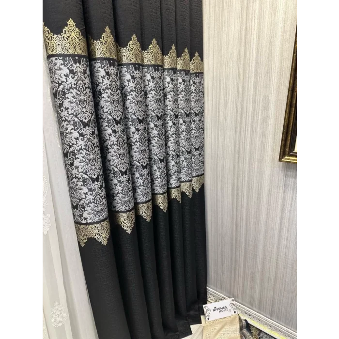 NİVEMESHOME FJ631749 V-924 ARORA SİYAH 1/3 SIK PİLELİ FON PERDE APM