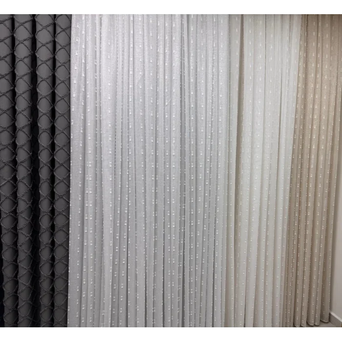 NİVEMESHOME FLORİDA KETEN GÖRÜNÜMLÜ BOHEM TARZ PONPON 1/3 SIK PİLELİ TÜL PERDE APM