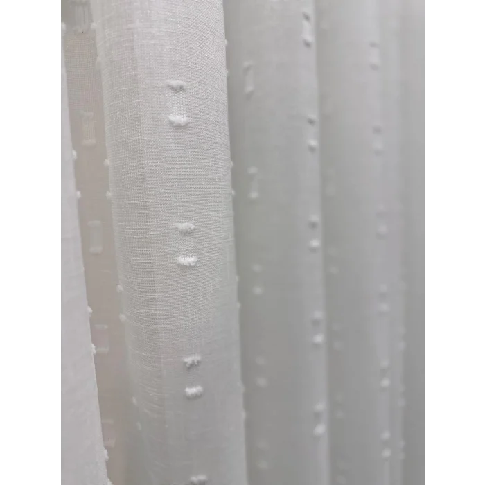 NİVEMESHOME FLORİDA KETEN GÖRÜNÜMLÜ BOHEM TARZ PONPON 1/3 SIK PİLELİ TÜL PERDE APM