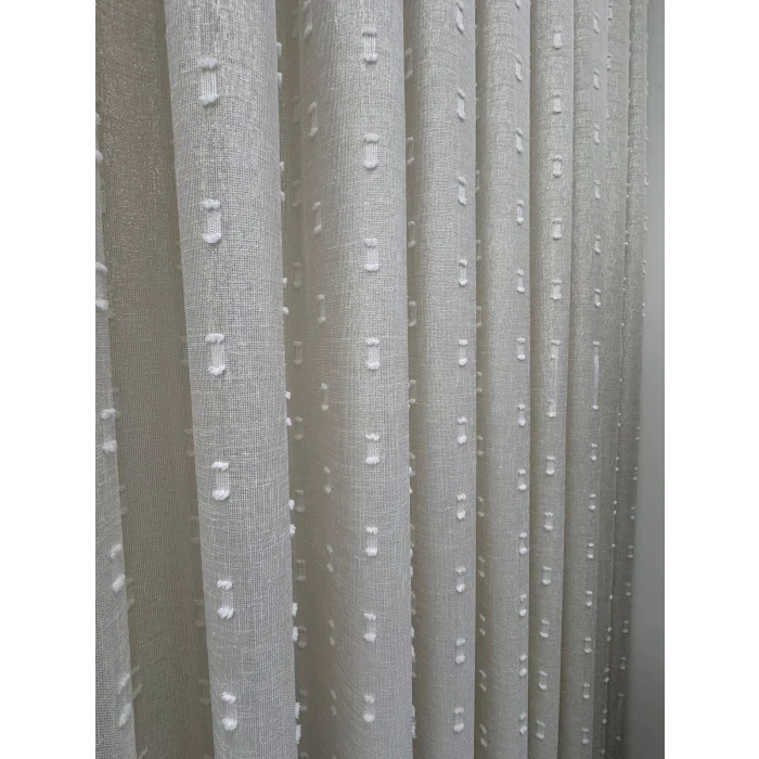 NİVEMESHOME FLORIDA LINO ASPECTO CHAMPÁN CORTINA DE ORGANZA 1/3 DE POMPONES DE ESTILO BOHEMIO CON PLIEGUES APM