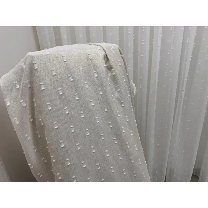 NİVEMESHOME FLORIDA LINO ASPECTO CHAMPÁN CORTINA DE ORGANZA 1/3 DE POMPONES DE ESTILO BOHEMIO CON PLIEGUES APM