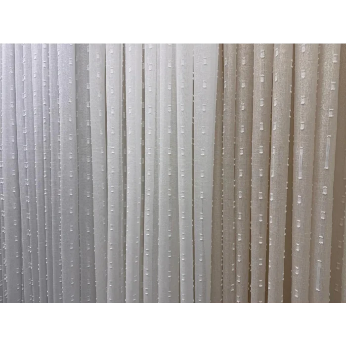 NİVEMESHOME FLORIDA LINO ASPECTO CHAMPÁN CORTINA DE ORGANZA 1/3 DE POMPONES DE ESTILO BOHEMIO CON PLIEGUES APM