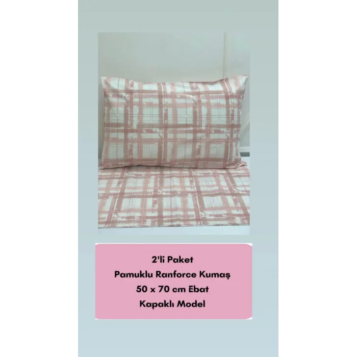 Funda de cojín de cuadros escoceses rosa de NİVEMESHOME, pack de 2 unidades con cierre de 50x70