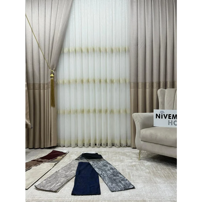 NİVEMESHOME HAYALLIFE АНТАКИЯ V-5201 1/3 ТЕСТЯНЫЙ ШТАПИКОВЫЙ ПОДВЕШЕННЫЙ ШТОРЫ АПМ