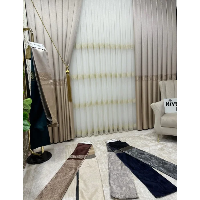 NİVEMESHOME HAYALLIFE АНТАКИЯ V-5201 1/3 ТЕСТЯНЫЙ ШТАПИКОВЫЙ ПОДВЕШЕННЫЙ ШТОРЫ АПМ