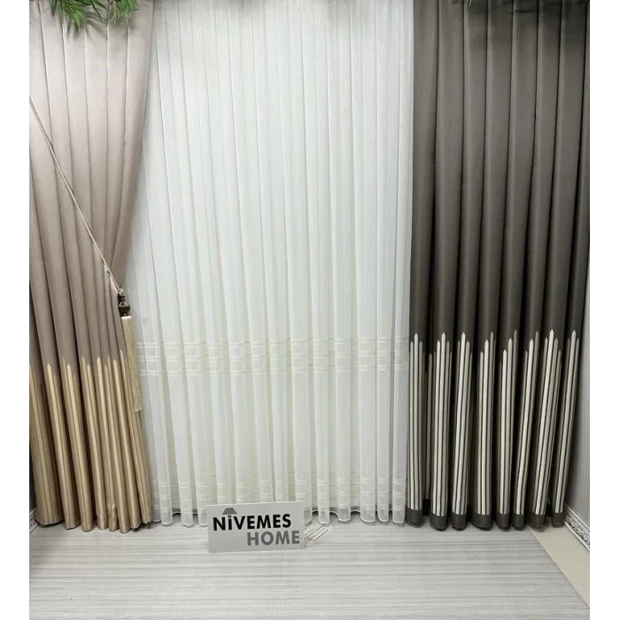 NİVEMESHOME HERCAİ GOLD 1/3 SIK PİLELİ TÜL PERDE APM