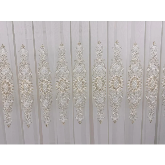 NİVEMESHOME HÜRREM GOLD DETAYLI 1/3 SIK PİLELİ TÜL PERDE APM