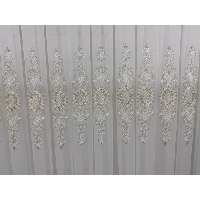 NİVEMESHOME HÜRREM GOLD DETAYLI 1/3 SIK PİLELİ TÜL PERDE APM