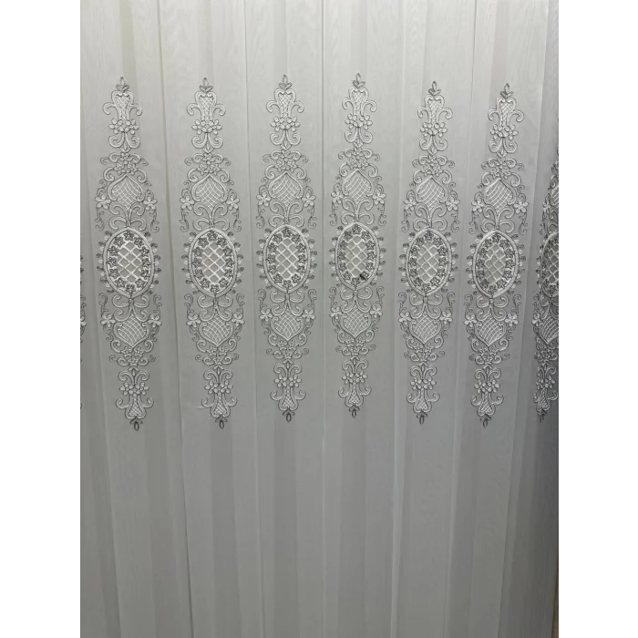 NİVEMESHOME HÜRREM GÜMÜŞ DETAYLI 1/3 SIK PİLELİ TÜL PERDE APM